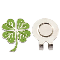 Clip de chapeau magnétique en émail souple ou dur, motif trèfle à quatre feuilles vert porte-bonheur, marqueur de balle de golf pour accessoires de golf