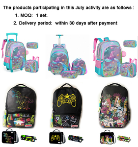 MOQ bajo, juegos de mochila con barra de tracción de cola de pez de belleza para niña, <span class=keywords><strong>maleta</strong></span> para niño con ruedas, mochila con ruedas para niños, equipaje - Product Image 5