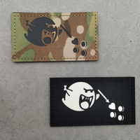 Parche de hombro DIY con diseño de pez redondo y gordo con zorro, estilo táctico, con brillo IR negro, etiqueta DIY con animales y tiburones