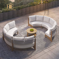 Ensemble de salon de jardin de luxe en métal pour hôtel, villa, patio, canapé d'extérieur en forme de L, ensemble de meubles de jardin en aluminium