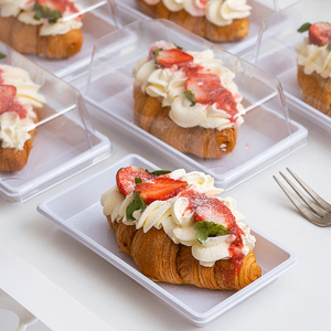 Tùy chỉnh có thể tái chế hình chữ nhật tráng miệng bánh bao bì hộp đưa ra hộp bánh với nắp rõ ràng nhựa hộp bánh ngọt trong suốt - Product Image 5