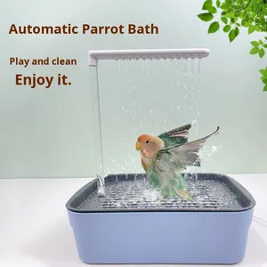 Vasca da Bagno Rettangolare in Plastica per Pappagalli, con Circolazione Automatica dell'Acqua, Elettrica, Grande, Modello Pelle di Tigre e Peonia - Product Image 2