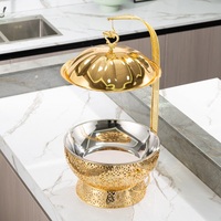 Vente en usine chauffe-plats de luxe Inde Style arabe 6L 8L or pour buffet chauffe-plats avec couvercle suspendu