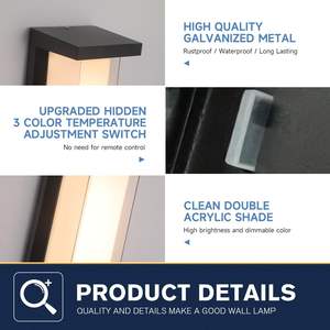 Lámparas de Pared Exteriores Cuadradas, Iluminación Superior e Inferior, de Aluminio, Impermeables, LED, para Patio, Venta al Por Mayor - Product Image 2