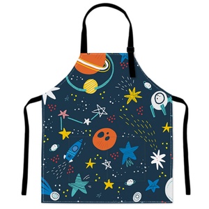 Delantal de Cocina Reutilizable de Poliéster sin Mangas con Tema Espacial, Cintura Ajustable y Bolsillos Dobles - Product Image 1