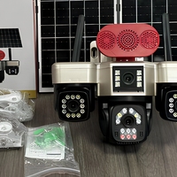 Caméra solaire AOV V720Z 3M 4 objectifs 8MP 4G, zoom numérique 18X, détection humanoïde par IA, enregistrement 24h/24 et 7j/7, caméra de sécurité extérieure HE