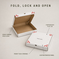 Boîte à pizza en carton ondulé personnalisée avec couvercle plié pour la livraison de plats à emporter, restaurant, usine, vente en gros, OEM