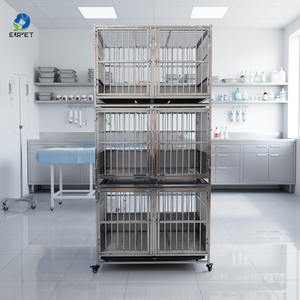 <span class=keywords><strong>EUR</strong></span> VET Meilleur prix, cage pliable à trois étages en acier inoxydable pour chiens et chats, équipement vétérinaire - Product Image 1