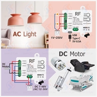 Interrupteur à distance sans fil universel 433 MHz 2 canaux Type-C 5V DC 12V 24V 36V 48V Module relais pour LED/Ventilateur/Moteur/Porte de garage