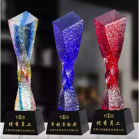 Trophée en cristal torsadé vierge en gros, avec logo gravé sur mesure, récompense d'entreprise, trophée souvenir artisanal d'honneur