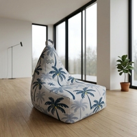 Fauteuil pouf triangulaire durable en toile de polyester imprimée, hydrofuge et anti-humidité, anti-moisissure pour usage intérieur