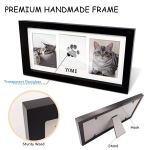 Pet Memorial Paw Print Keepsake Frame, DIY Inkless Paw Stamp Wooden Photo Frame for Dog &amp; Cat <strong>Remembrance</strong> <strong>Gift</strong> - Product Image 4