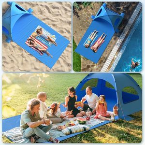 เต็นท์ชายหาดกันแดด-114x82" พร้อมแผ่นรองเสริม สำหรับ 3-6 คน ป้องกันรังสียูวี UPF 50+ ติดตั้งง่าย มีหน้าต่างตาข่าย 3 บาน พกพาสะดวกสำหรับการตั้งแคมป์ - Product Image 6