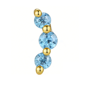Boucles d'oreilles Lotus étanches en or massif 14k 18k jaune et blanc avec topaze bleue, sans filetage, bijoux de corps fins pour <span class=keywords><strong>piercing</strong></span> - Product Image 4