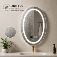 Miroir de salle de bain ovale intelligent à LED avec éclairage frontal, pour vanité, maquillage, salon, gradation progressive, 3 couleurs, anti-buée, Bluetooth
