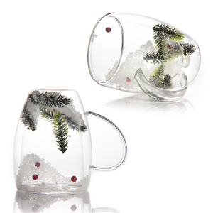 Alta borosilicato domestico trasparente neve di natale isolato doppia tazza di caffè - Product Image 6