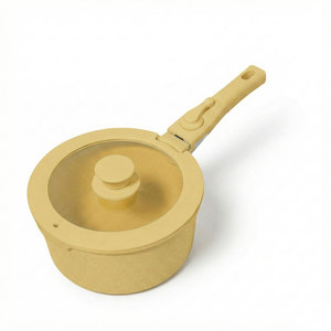 Juego de Ollas y Sartenes de Aluminio Amarillo E-Top, No Tóxicas, Aptas para Cocina de Gas e Inducción, Apilables, con Asas - Product Image 4