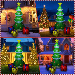 Décoration gonflable géante d'extérieur, arbre de Noël vert de 7 pieds avec boîtes cadeaux pour la cour, le jardin, la pelouse, la décoration de fête - Product Image 4