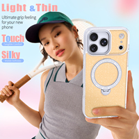 Coque de téléphone antichoc haute transparence avec paillettes 360 °   Support rotatif et coque de protection magnétique pour iPhone