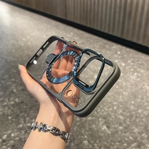 Coque de protection antichoc en métal avec support et protection d'objectif pour iPhone 12 Pro, dorée avec béquille - Product Image 5