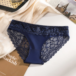 Mutandine Sexy in <span class=keywords><strong>pizzo</strong></span> <span class=keywords><strong>intimo</strong></span> da donna in maglia di seta di mezza altezza impreziosito da biancheria intima trasparente di tutti i giorni in tinta unita a vita media - Product Image 6