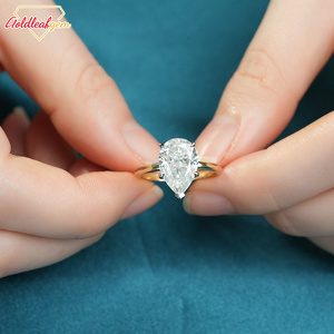 Anillo de Boda de Lujo para Mujer con Moissanita de 5 Quilates, Corte Pera, Chapado en Oro de 10/14/18K, Plata de Ley 925, Anillos con Diamantes - Product Image 2