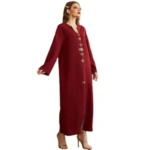 New fashion solid color breathable Dubai Abaya Loose Long Maxi Dress Muslim Women Kaftan Arab Islamic clothes
