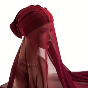 Voile instantané en mousseline pour femme, prêt-à-porter, avec sous-bonnet intégré, idéal pour la vente en gros et la personnalisation - Product Image 2