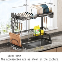 Vente en gros Support d'évier de cuisine étagère d'évier en acier au carbone avec baguettes accessoires de rangement évier bol organisateur bol égouttoir