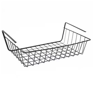 Panier de rangement suspendu en métal, rectangulaire, noir et blanc, type crochet, aucun perçage requis, pour utilisation au chevet du lit dans un dortoir - Product Image 5