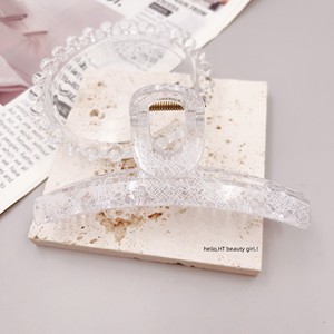Pinces à cheveux grandes en acrylique pour femmes, motif dentelle élégant avec découpes, en plastique transparent, style sexy, accessoire de coiffure - Product Image 5
