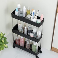 Étagère de rangement à quatre niveaux en plastique, sur pied, non pliable, pour salle de bain, cuisine et salon