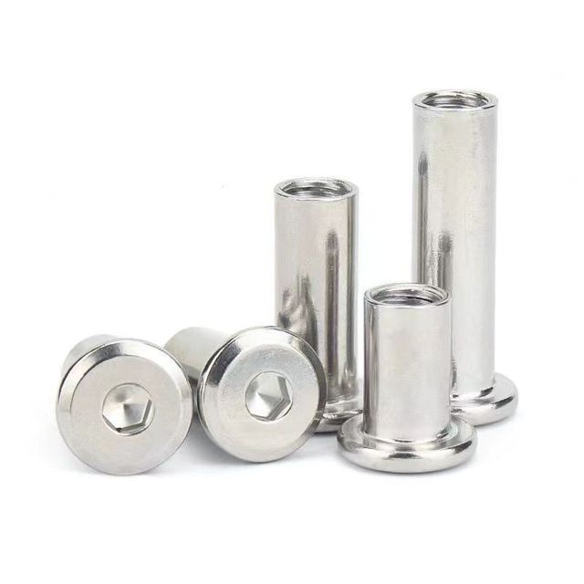 YPH M6 M8 Stainless Steel Flat Hex Socket Zinc Plated Furniture Rivet Connector Galvanized Finish Insert Joint Sleeve Cap Nut
