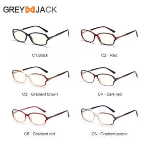 Lunettes anti-radiation œil de chat gris pour femmes, monture étroite, verres en acétate, style rétro, branches à ressort métalliques - Product Image 1