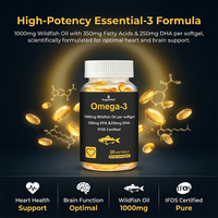 AegleWell Huile de Poisson Sauvage Oméga 3 Certifiée IFOS en Gélules Molles 1000mg 350mg EPA 250mg DHA – Soutien Cœur, Cerveau et Bien-être Quotidien