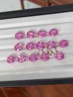 Saphirs roses de laboratoire facettés ovales pour bijoux fins, taille 5-15 mm, effet de jeu de couleurs