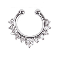 Cincin Hidung Berbentuk C Model Berlian Air Bahan Stainless Steel Tanpa Tindik Simulasi Piercing Palsu Serbaguna