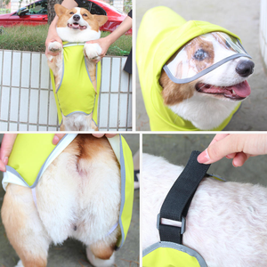 Impermeabile per Cani in Morbido PU Giallo, Spedizione Rapida, Giacca Pieghevole con Cappuccio per Cuccioli, Abbigliamento per Cani da Esterno - Product Image 6