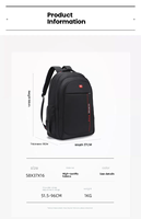 Sac à dos d'école en polyester Oxford personnalisé pas cher avec logo, noir, pour ordinateur portable, avec port USB, fermeture éclair, léger, multifonction, 20-39L