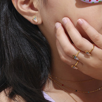 HWASAN Ensemble de bijoux en acier inoxydable motif crème glacée, comprenant collier, bracelet, chaîne de cheville, bague et boucles d'oreilles pour enfants