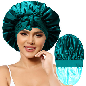 <span class=keywords><strong>Bonnet</strong></span> de Nuit en Satin Soyeux Grand Format pour Femmes, Double Couche avec Bande Élastique à Nouer, Foulard Protecteur pour Cheveux - Product Image 1