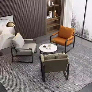 Fauteuil décontracté moderne nordique <span class=keywords><strong>Lazyboy</strong></span> en fer forgé pour balcon, chambre et salon – Chaise de canapé minimaliste - Product Image 5