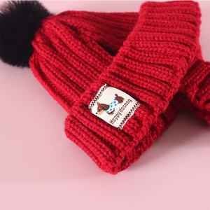 <span class=keywords><strong>Pet</strong></span> Roupas Cão Gato Malha Chapéu Festival <span class=keywords><strong>Pet</strong></span> Traje, Natal Cão Gato Santa Chapéu de malha com Pom Pom, Bonito Animal Photo Prop - Product Image 6