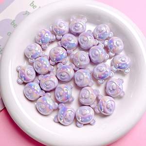 Hand Painted Bear Head Straight Hole <b>Beads</b> Cream UV Acrylic DIY Bracelet Mobile Phone Chain Accessories <b>Plastic</b> & Lucite <b>Beads</b> - Product Image 3