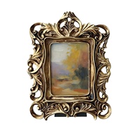 Cadre photo en résine écologique fait main de style baroque européen, orné d'un arche dorée, vintage et luxueux, 4x6