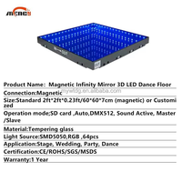 Pista de Baile Inalámbrica 3D con Espejo, Panel de Baile Portátil de 50x50cm, Infinity 500x500mm, Luces LED para Escenario de Boda, Vidrio Magnético