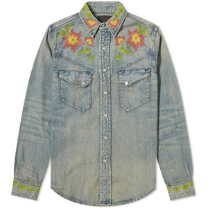 <span class=keywords><strong>Camicie</strong></span> in <span class=keywords><strong>Denim</strong></span> Floreale 100% Cotone con Ricamo Personalizzato, Due Tasche e Bottoni per Uomo - Product Image 4