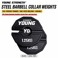 Set Plat Beban Fraksional Hitam Berlapis Karet Oktagonal Ramah Lingkungan Anti-Selip 0.25 0.5 0.75 1 1.25kg Plat Dumbbell Barbell