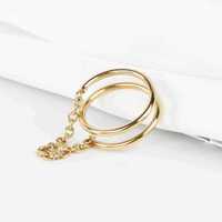 Bague de mode géométrique double couche en acier inoxydable de style vintage européen et américain pour femme