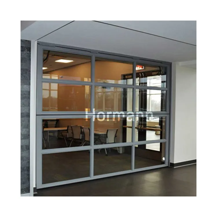 Manufacturer direct sales perspective glass sound insulation garage door Aluminum alloy frame garage door